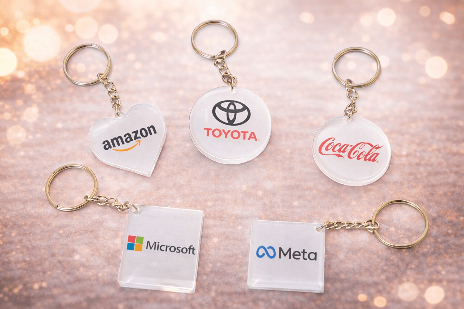 Acrylic sticker logo keychains set two