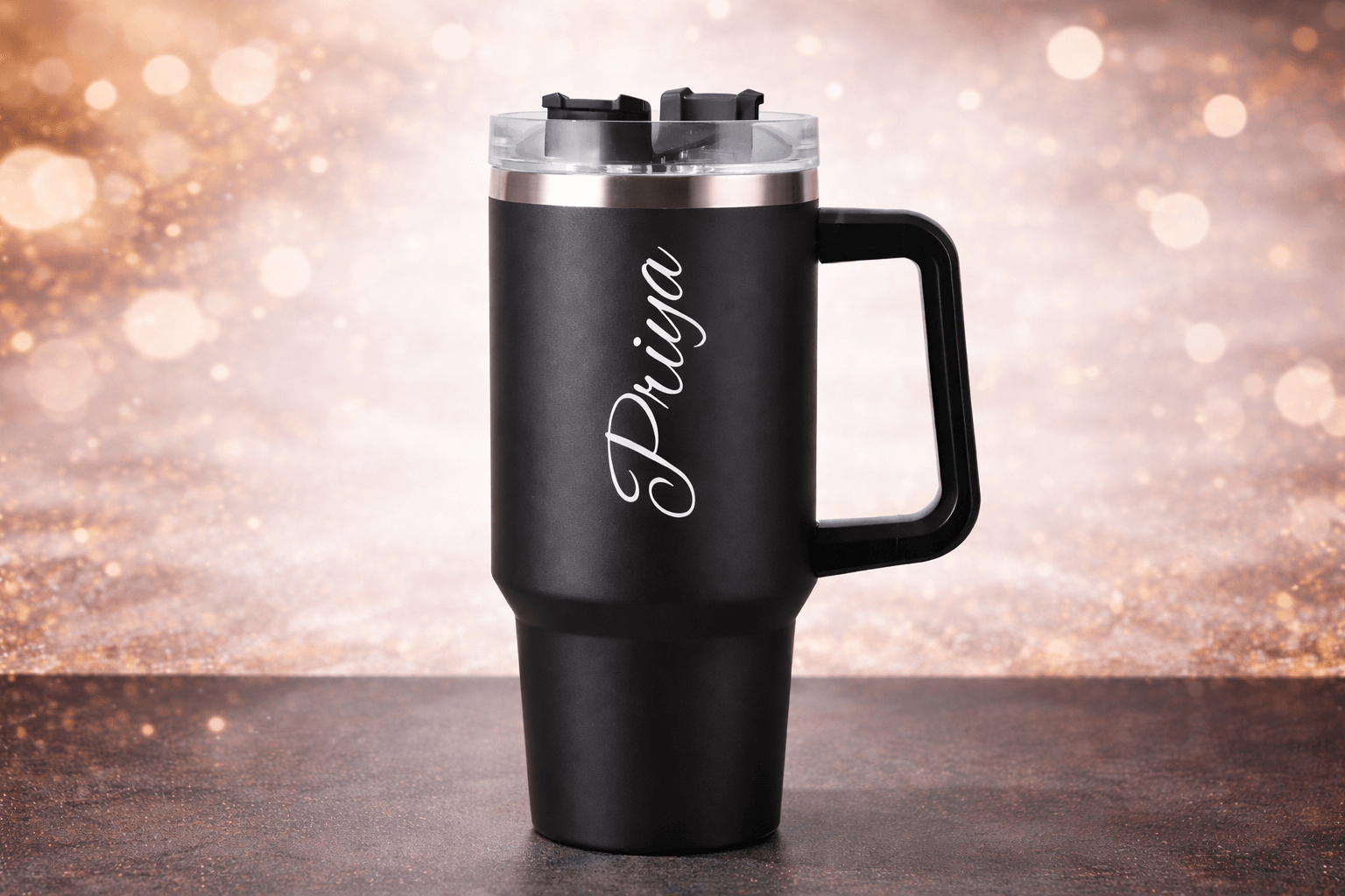 Personalized engraved travel tumbler